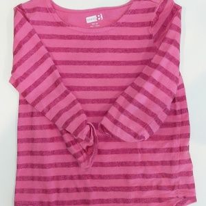 Crazy 8 Pink/Pink Glitter Striped 3/4 length shirt